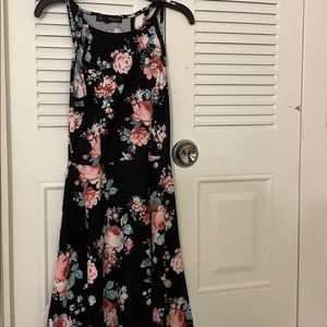 a black flowery dress